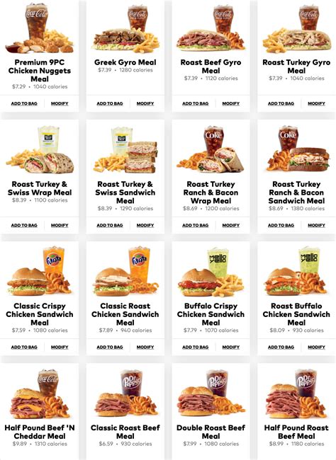 arby's adrian menu|arby's restaurant menu.